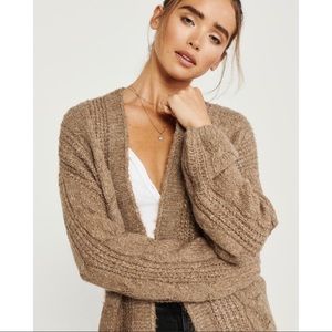 Abercrombie and Fitch Cable Knit Puff Sleeve Cardigan